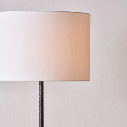 Textured Graphite Grey Metal Ball Floor Lamp with White Linen Drum Shade – Sculptural Stacked Dome & Sphere Design 160x40x40cm | Click Style