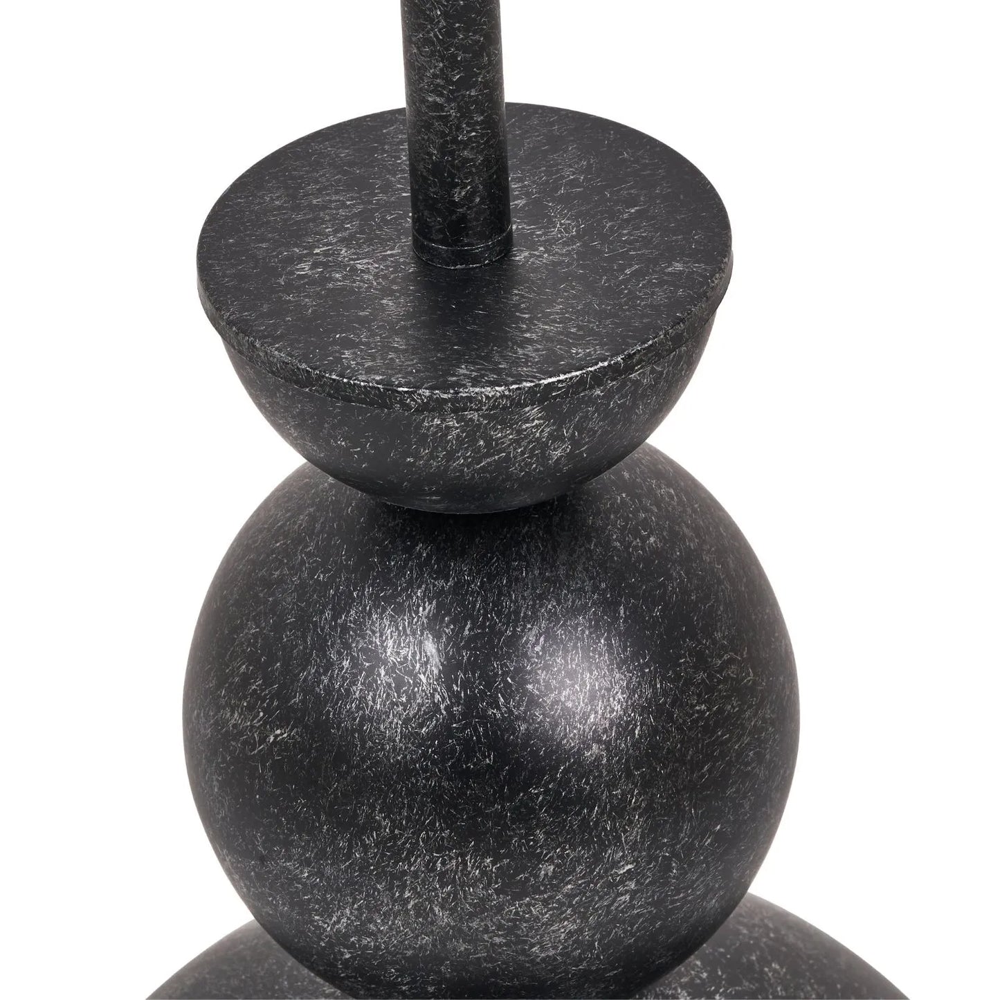 Textured Graphite Grey Metal Ball Floor Lamp with White Linen Drum Shade – Sculptural Stacked Dome & Sphere Design 160x40x40cm | Click Style
