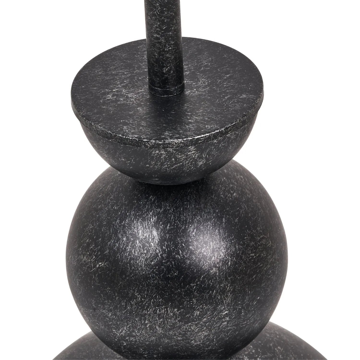Textured Graphite Grey Metal Ball Floor Lamp with White Linen Drum Shade – Sculptural Stacked Dome & Sphere Design 160x40x40cm | Click Style