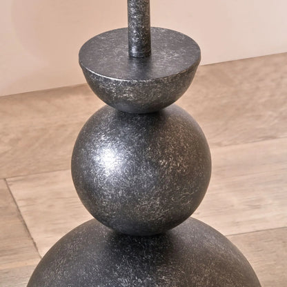 Textured Graphite Grey Metal Ball Floor Lamp with White Linen Drum Shade – Sculptural Stacked Dome & Sphere Design 160x40x40cm | Click Style