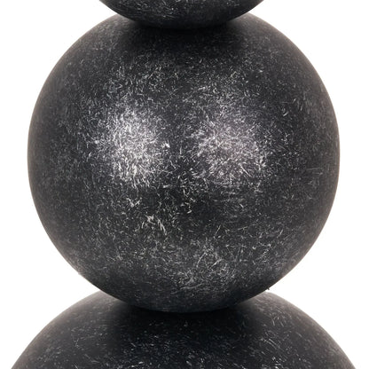 Textured Graphite Grey Metal Ball Table Lamp Base with White Linen Drum Shade – Sculptural Stacked Dome & Sphere Design 49x30x30cm | Click Style