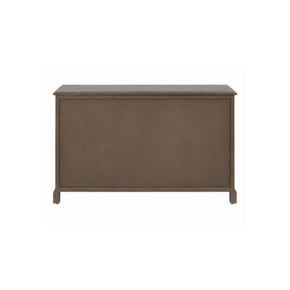 Turquoise blue and neutral distressed pine wood 12 drawer storage chest – rear view | Click Style