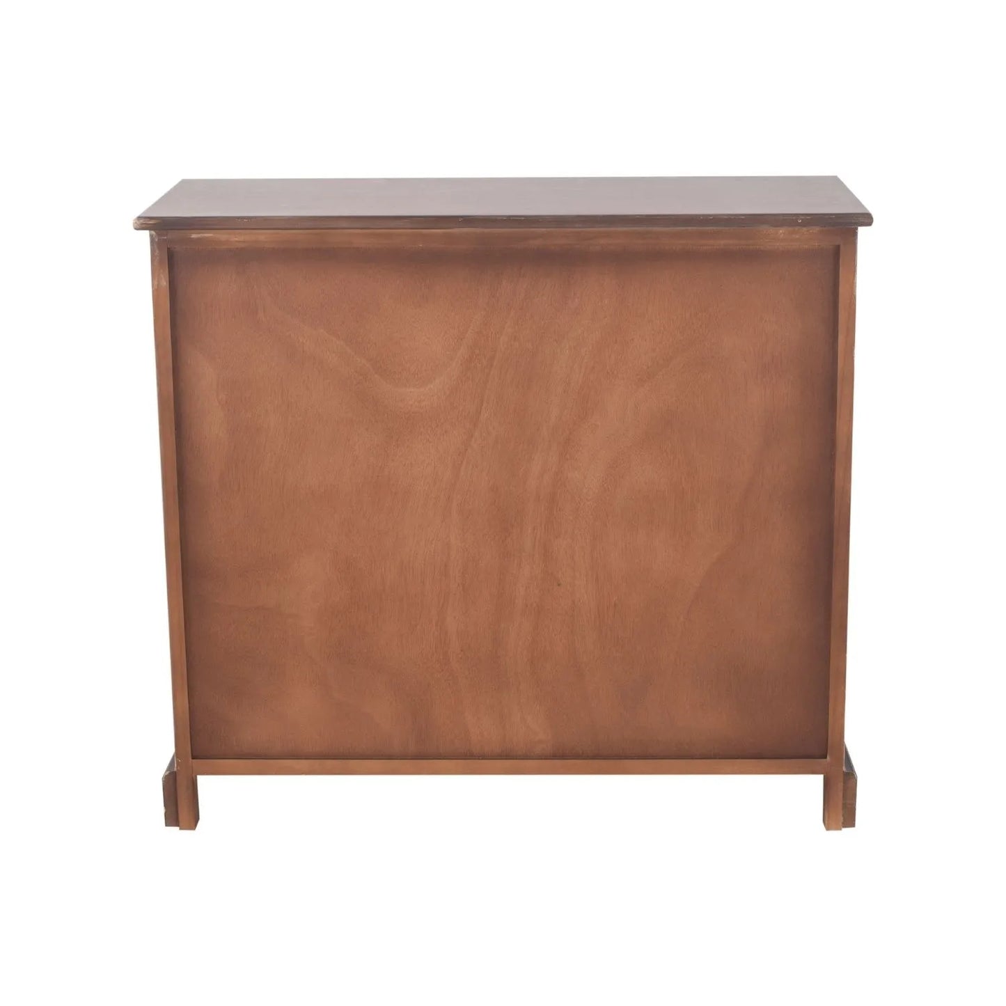 Turquoise Blue & Neutral Distressed Pine Wood 6 Drawer Chest with Black Knob Handles – Back View