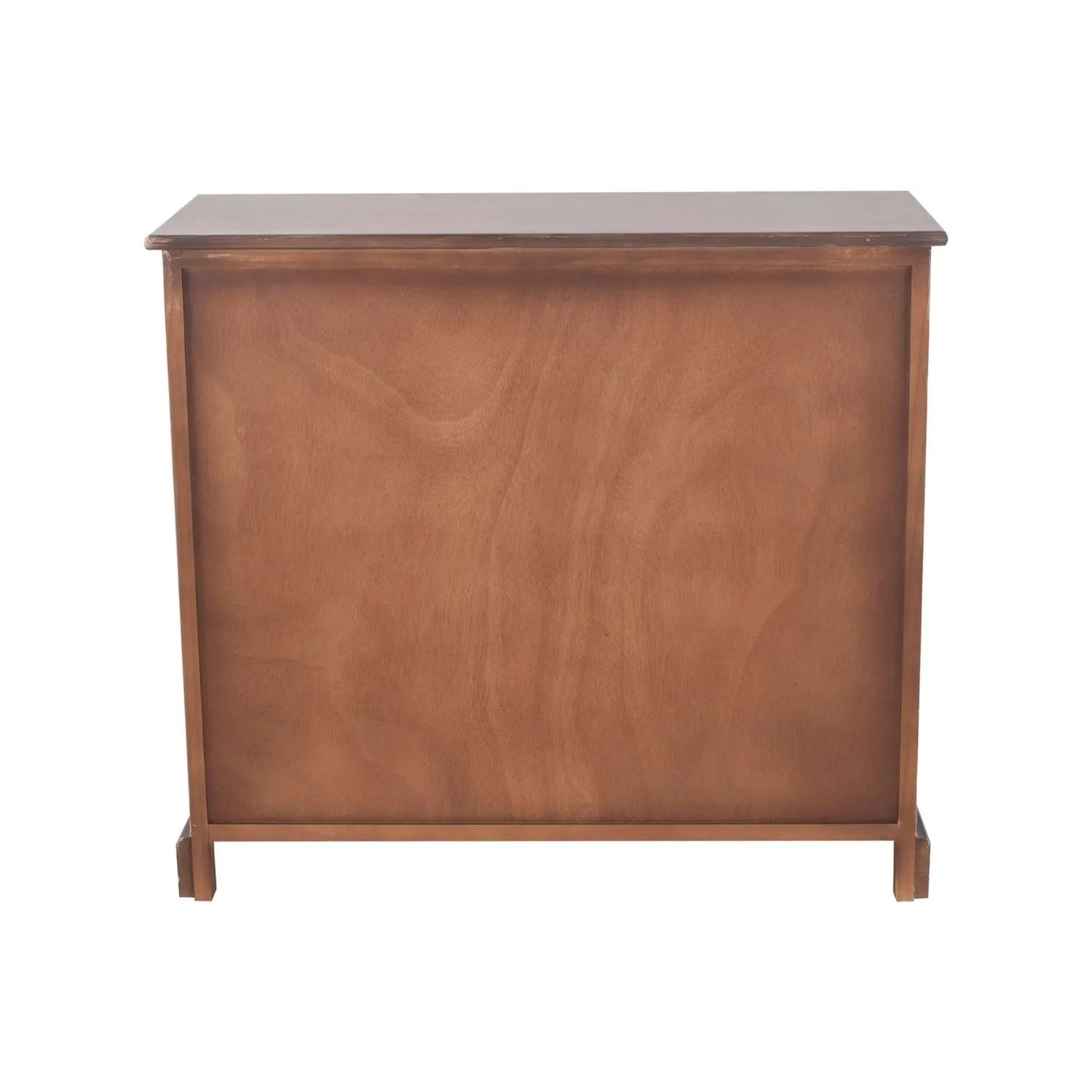 Turquoise Blue & Neutral Distressed Pine Wood 6 Drawer Chest with Black Knob Handles – Back View