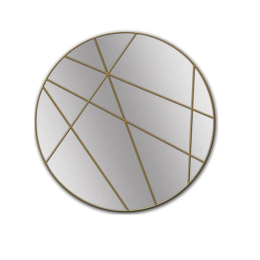 Gold circular wall mirror with contemporary design
