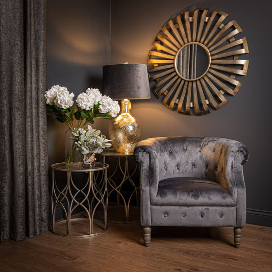two gold side tables with contemporary design
