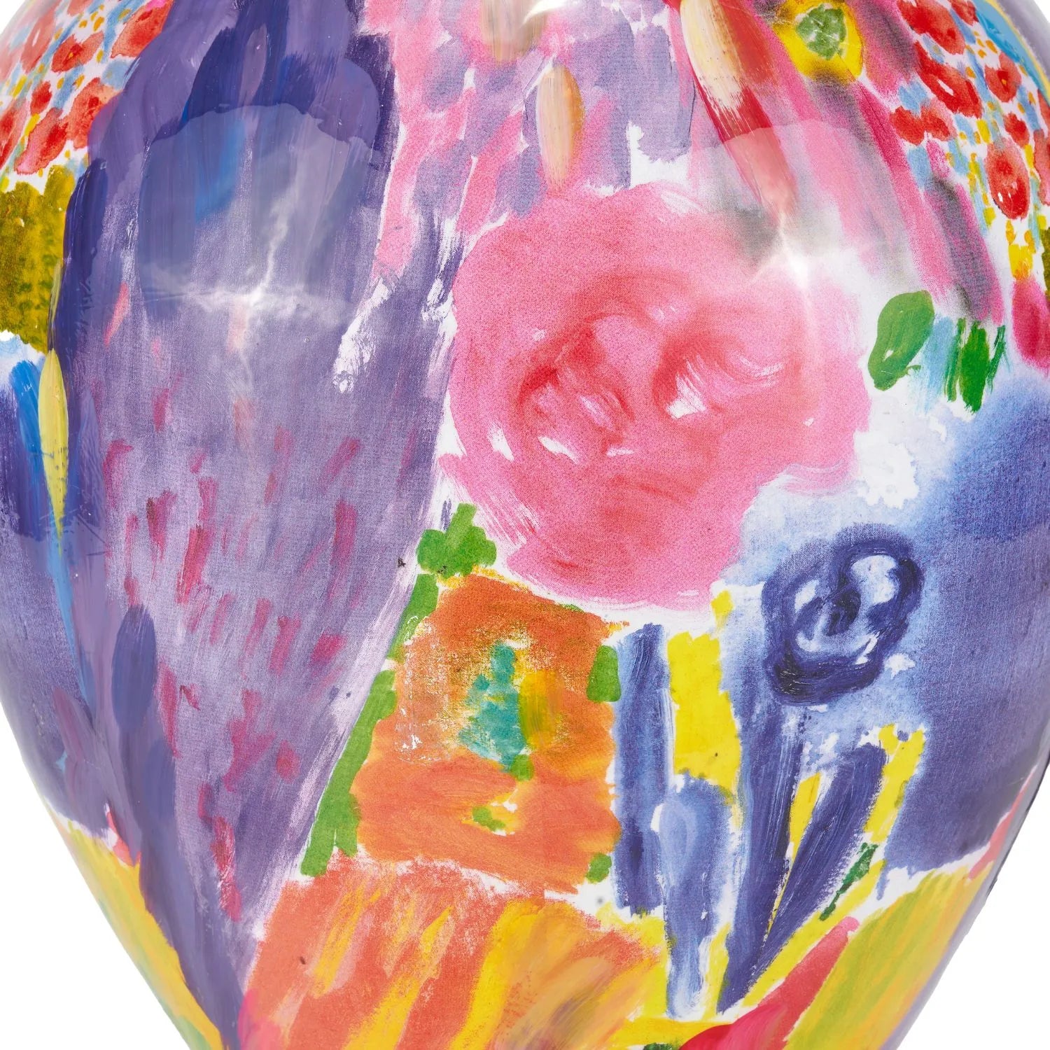 Vibrant Matisse-Style Multi-Colour Ceramic Urn Table Lamp Base with Abstract Painterly Design & Gold Detailing – Decorative Statement Lighting 42x28x28cm | Click Style