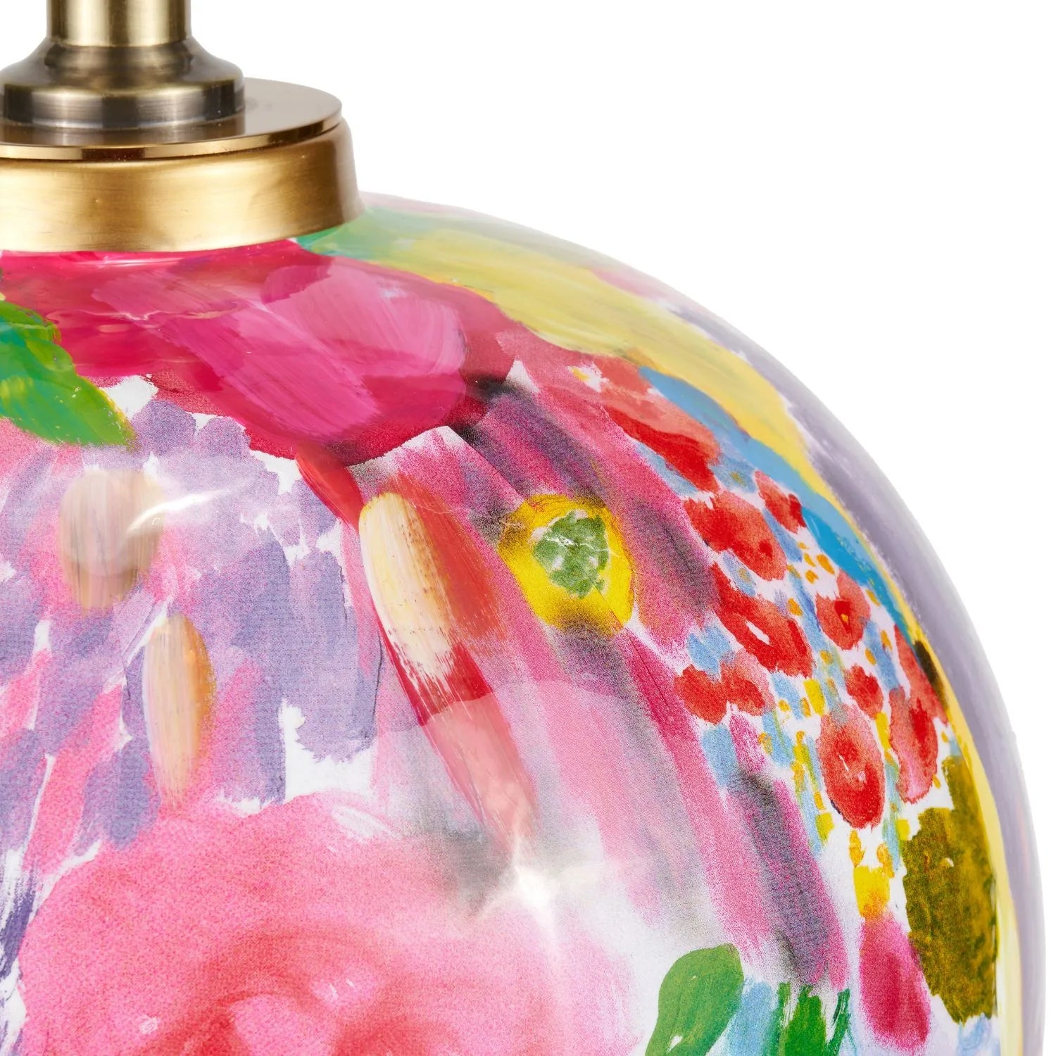 Vibrant Matisse-Style Multi-Colour Ceramic Urn Table Lamp Base with Abstract Painterly Design & Gold Detailing – Decorative Statement Lighting 42x28x28cm | Click Style