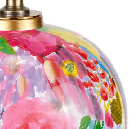 Vibrant Matisse-Style Multi-Colour Ceramic Urn Table Lamp Base with Abstract Painterly Design & Gold Detailing – Decorative Statement Lighting 42x28x28cm | Click Style