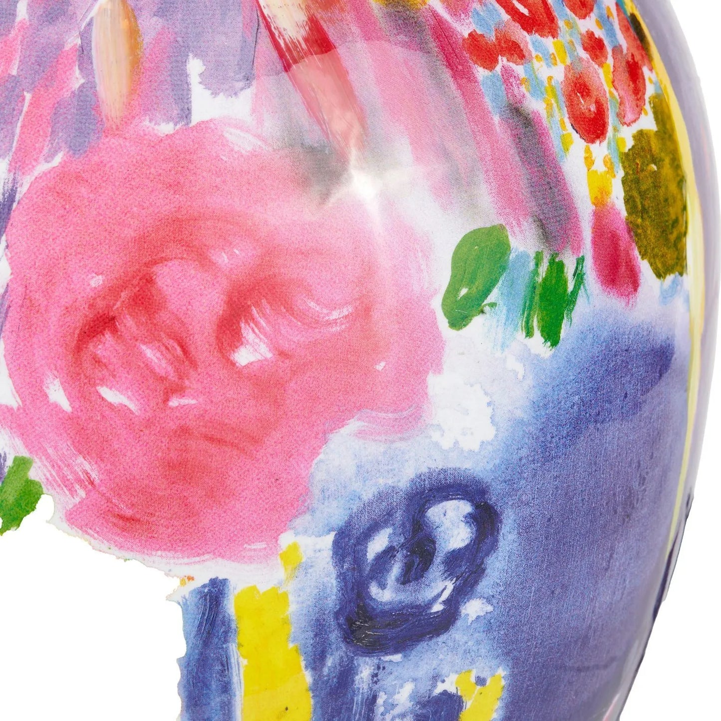 Vibrant Matisse-Style Multi-Colour Ceramic Urn Table Lamp with Black Cotton Drum Shade & Gold Detailing – Artistic Painterly Lighting 61x40x40cm | Click Style