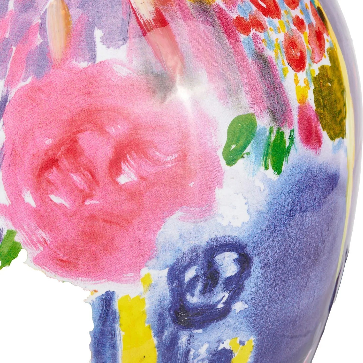 Vibrant Matisse-Style Multi-Colour Ceramic Urn Table Lamp with Black Cotton Drum Shade & Gold Detailing – Artistic Painterly Lighting 61x40x40cm | Click Style