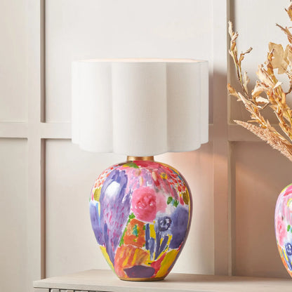 Vibrant Matisse-Style Multi-Colour Ceramic Urn Vase with Abstract Painterly Floral Brushstroke Design & Gold Rim and Base – Decorative Statement Home Décor Vase 29x26x26cm | Click Style