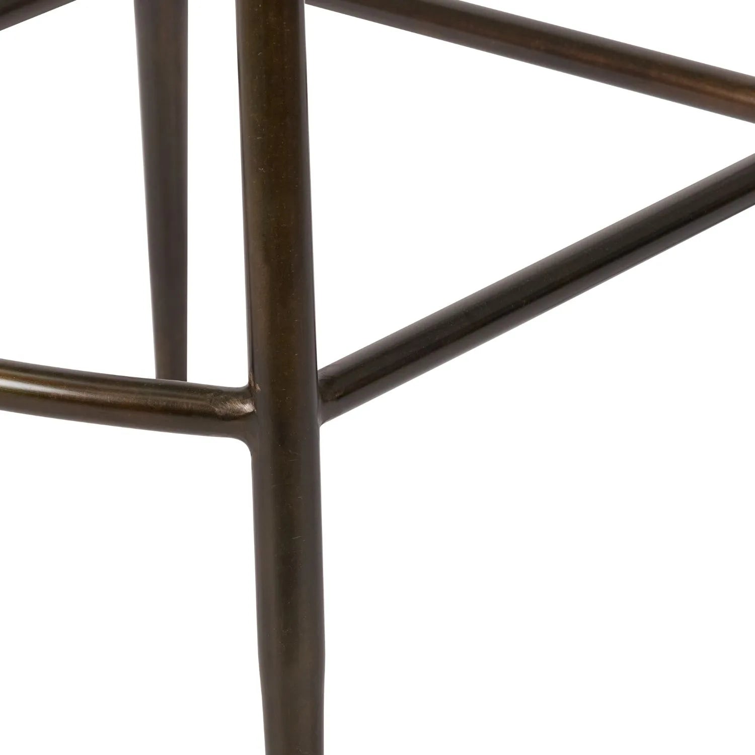 Vintage Dark Brown Genuine Leather Bar Stool With Plain Back And Black Metal Legs At Kitchen Island – Channel-Stitched Seat Retro Bar Stool | Click Style