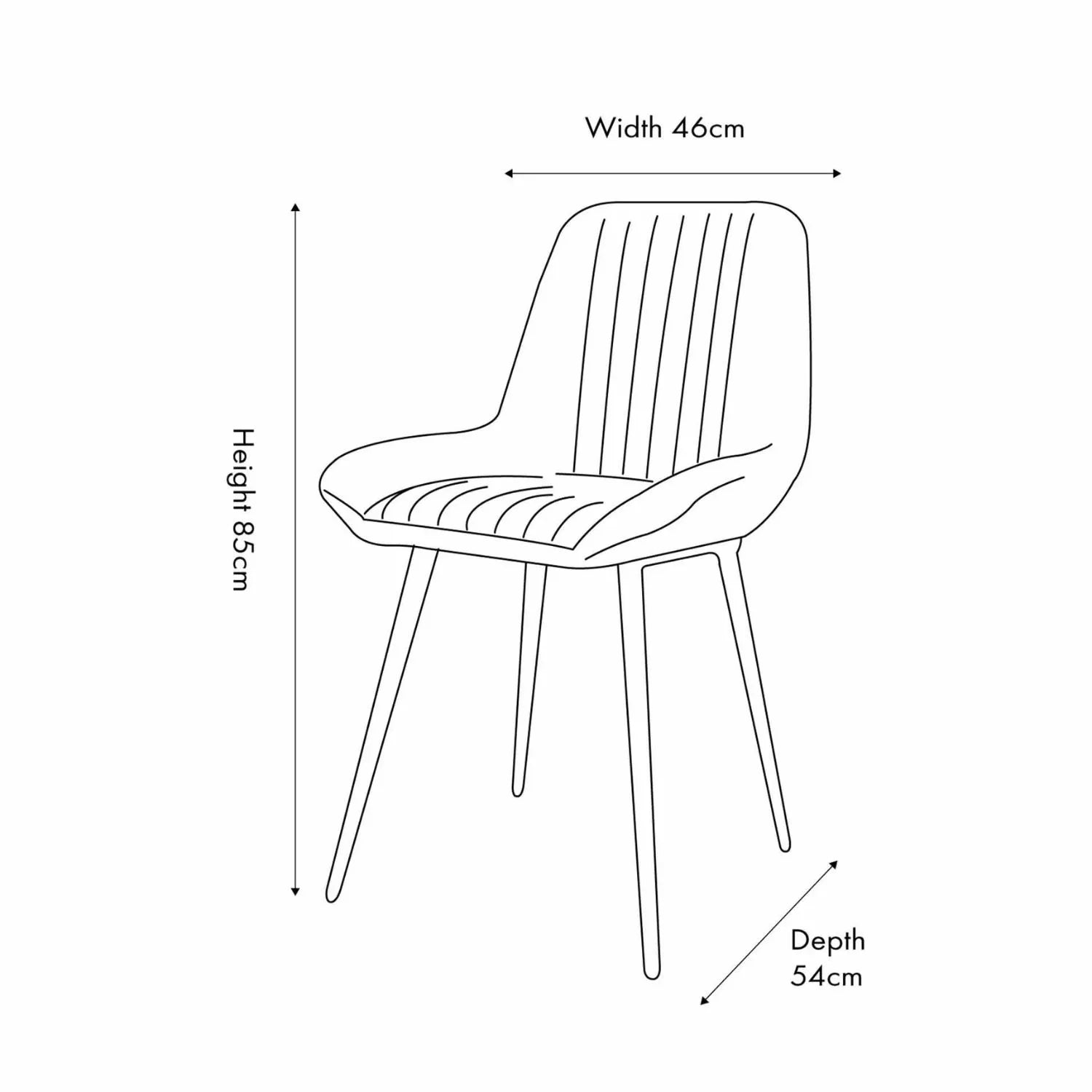 Vintage Dark Brown Leather Dining Chair With Interchangeable Black And Bronze Metal Legs – Channel-Stitched Ribbed Retro Dining Chair Dimensions | Click Style