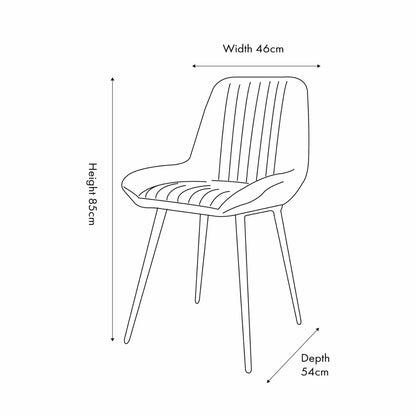 Vintage Dark Brown Leather Dining Chair With Interchangeable Black And Bronze Metal Legs – Channel-Stitched Ribbed Retro Dining Chair Dimensions | Click Style