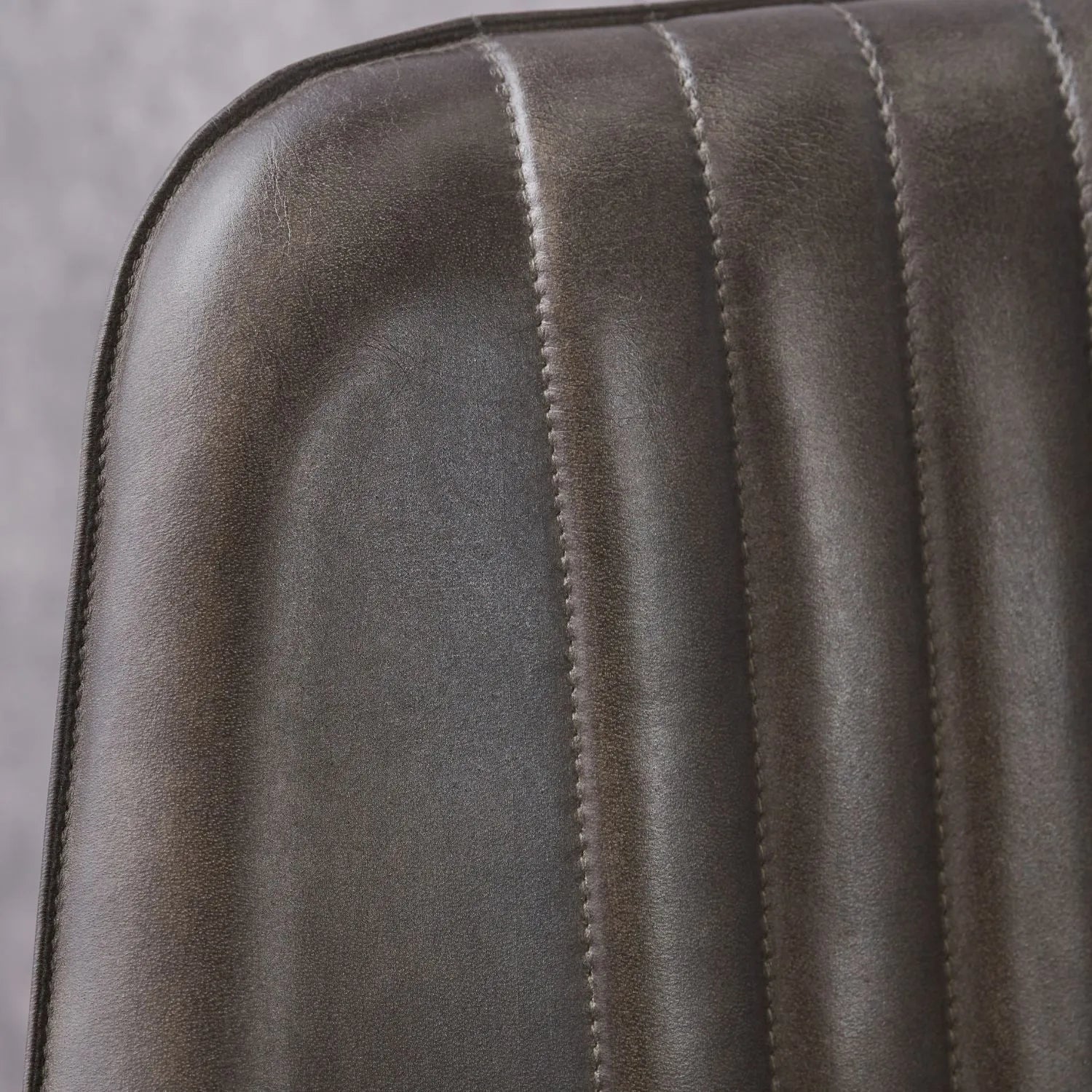 Vintage Dark Brown Leather Dining Chair With Interchangeable Black And Bronze Metal Legs – Channel-Stitched Ribbed Retro Dining Chair | Click Style