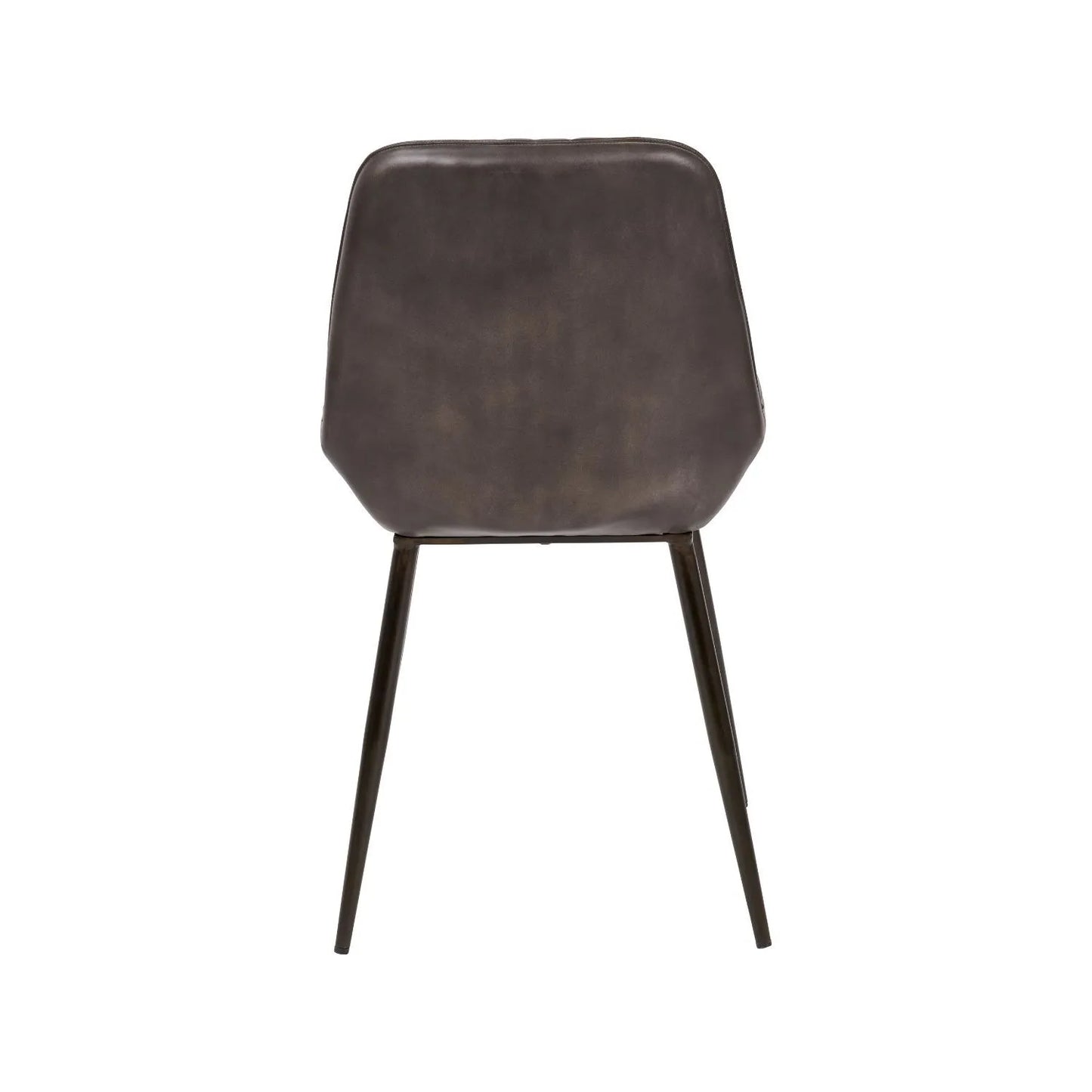 Vintage Dark Brown Leather Dining Chair With Interchangeable Black And Bronze Metal Legs – Channel-Stitched Ribbed Retro Dining Chair | Click Style