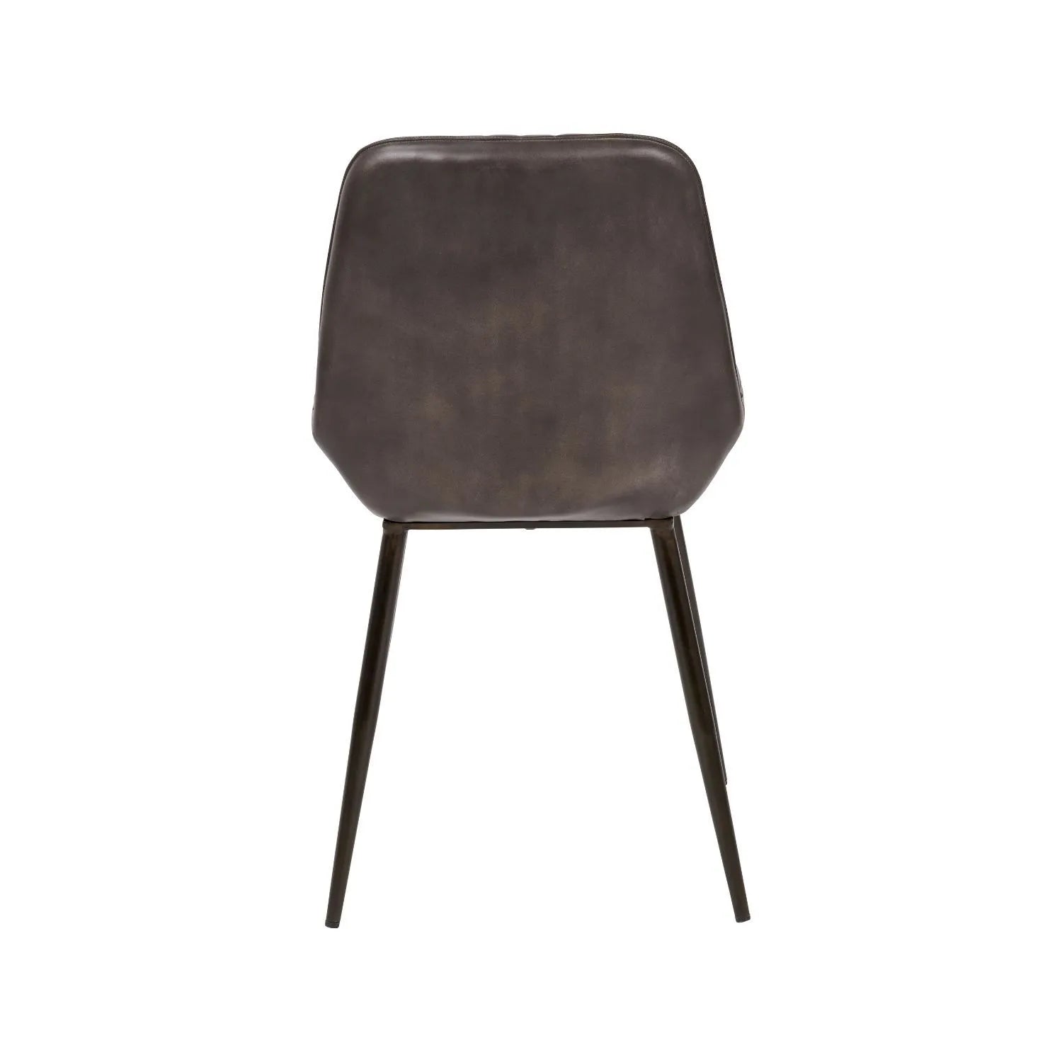 Vintage Dark Brown Leather Dining Chair With Interchangeable Black And Bronze Metal Legs – Channel-Stitched Ribbed Retro Dining Chair | Click Style