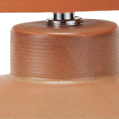 Warm Cinnamon Crackle-Effect Ceramic Table Lamp with Linen Drum Shade – Sculptural Earthy Stoneware Table Light 38x28x28cm | Click Style