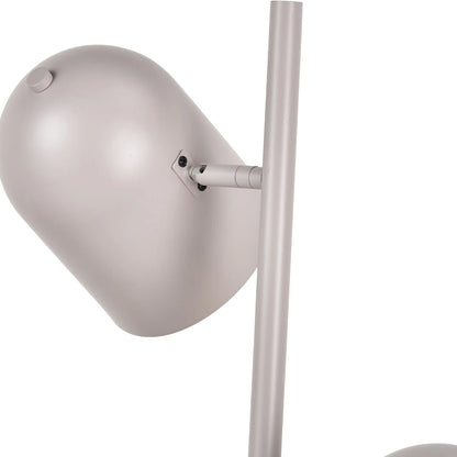 Warm grey metal floor lamp with twin adjustable cloche shades – modern standing task and reading light 160x39x23cm | Click Style