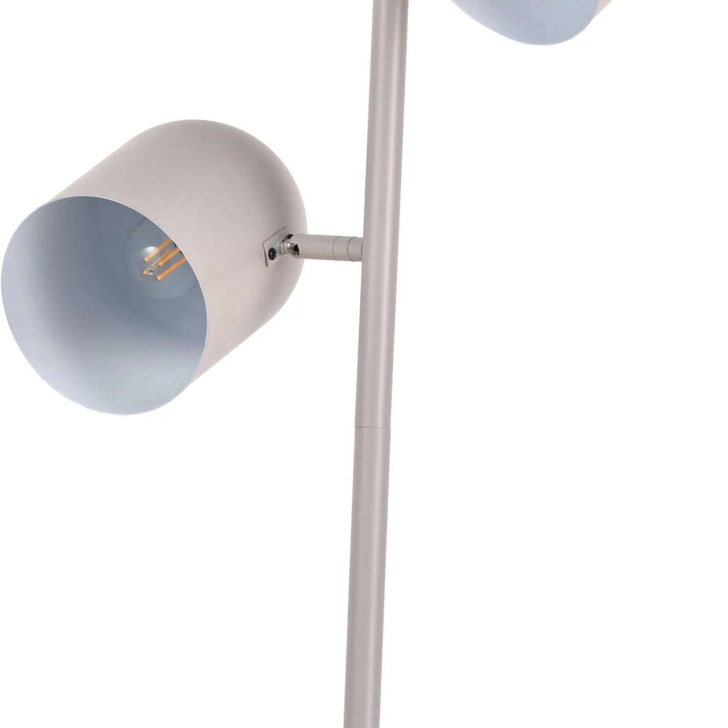 Warm grey metal floor lamp with twin adjustable cloche shades – modern standing task and reading light 160x39x23cm | Click Style