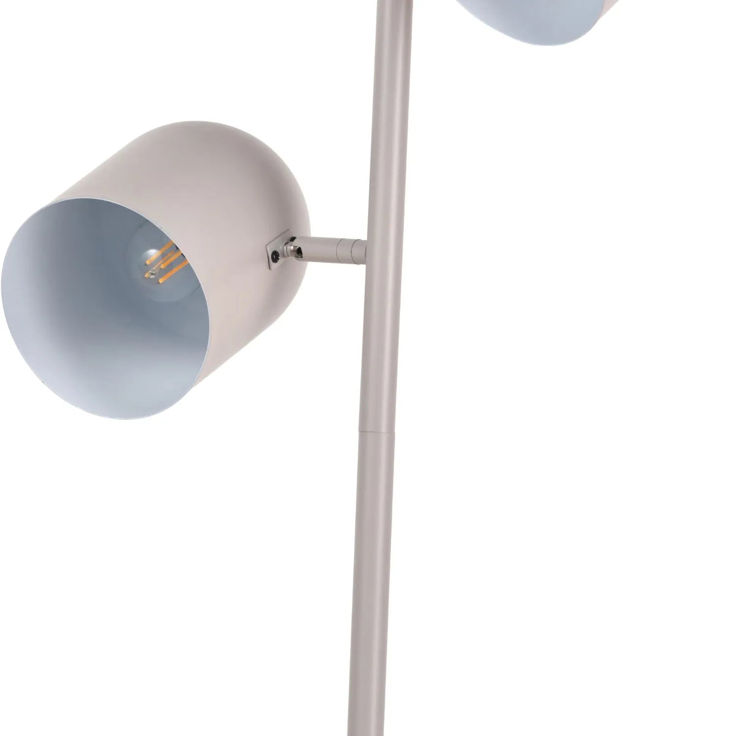 Warm grey metal floor lamp with twin adjustable cloche shades – modern standing task and reading light 160x39x23cm | Click Style