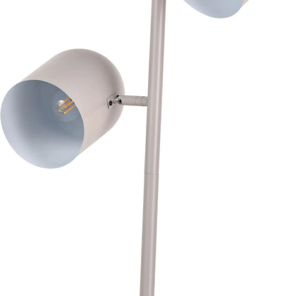 Warm grey metal floor lamp with twin adjustable cloche shades – modern standing task and reading light 160x39x23cm | Click Style
