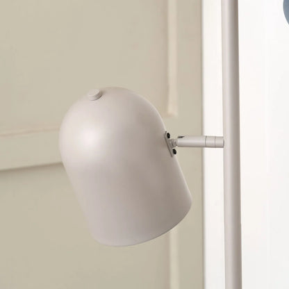 Warm grey metal floor lamp with twin adjustable cloche shades – modern standing task and reading light 160x39x23cm | Click Style