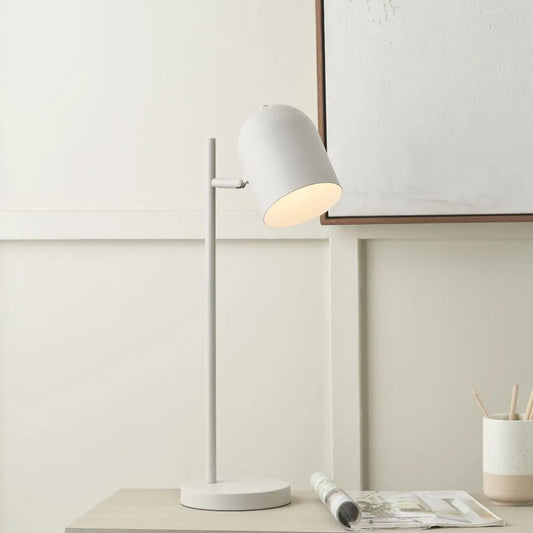Warm grey metal table lamp with adjustable cloche shade – modern bedside and desk task lighting 55x16x23cm | Click Style