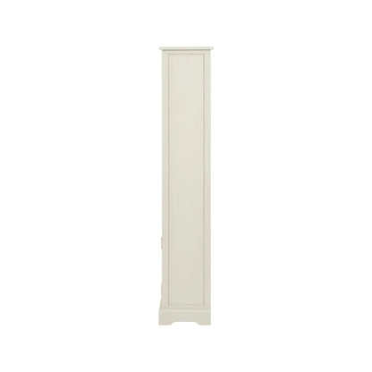 Warm Ivory Pine Wood 1 Door 3 Shelf Display Storage Unit with Silver Door Knob side view facing left 153x38x30cm | Click Style