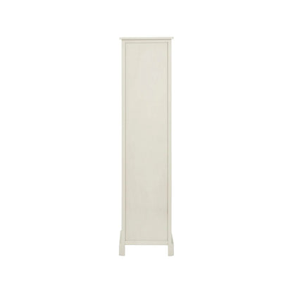 Warm Ivory Pine Wood 1 Door 3 Shelf Display Storage Unit with Silver Door Knob back view 153x38x30cm | Click Style