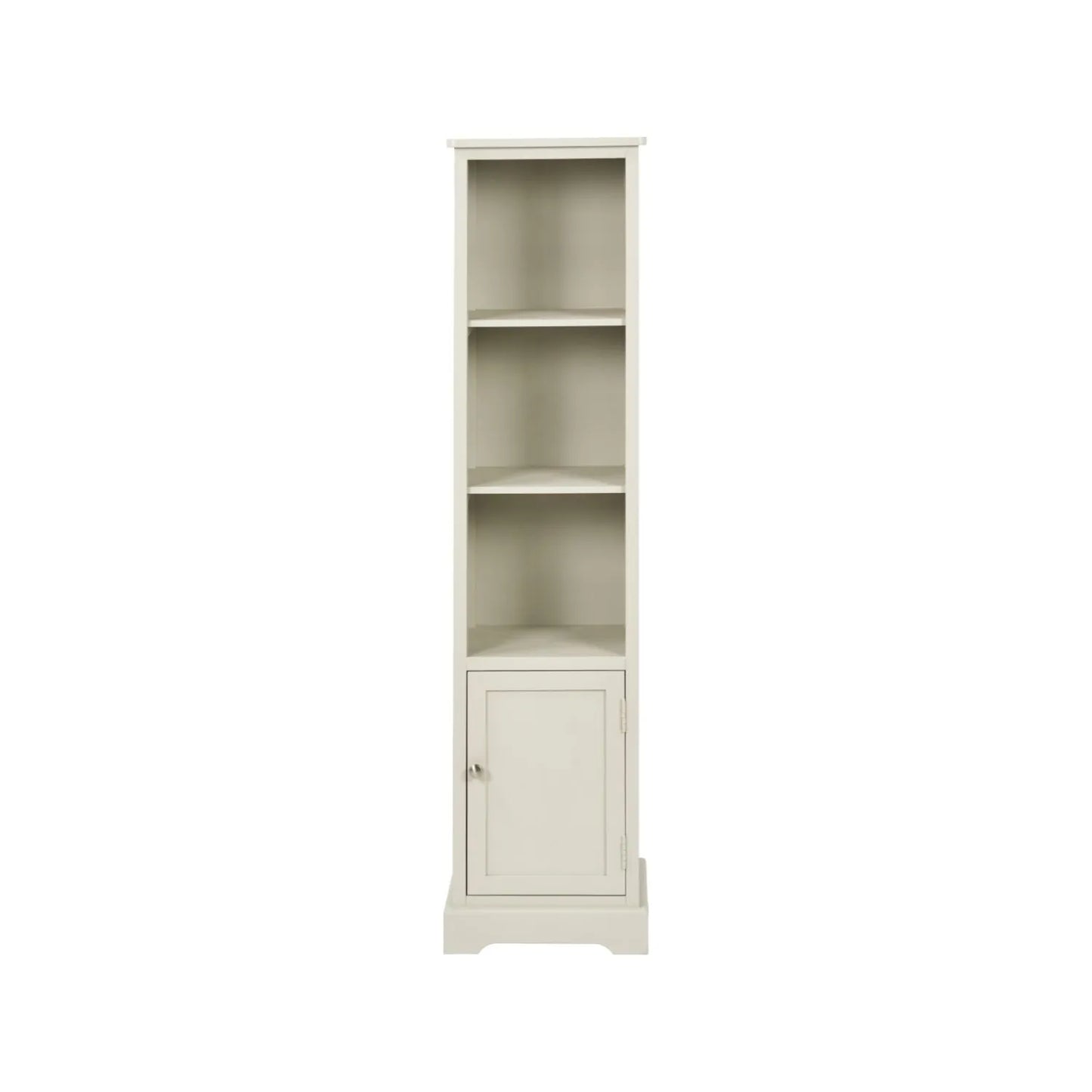 Warm Ivory Pine Wood 1 Door 3 Shelf Display Storage Unit with Silver Door Knob front view 153x38x30cm | Click Style