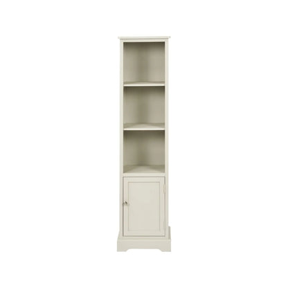 Warm Ivory Pine Wood 1 Door 3 Shelf Display Storage Unit with Silver Door Knob front view 153x38x30cm | Click Style