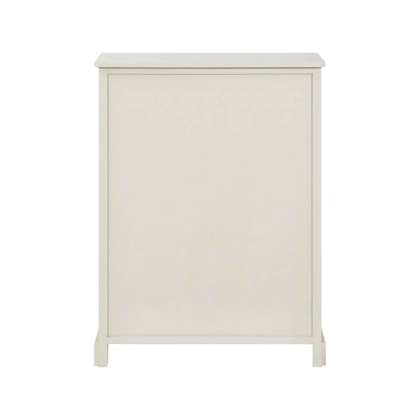 Warm Ivory Pine Wood 2 Drawer Shoe Storage Unit with Silver Cup Handles back view 106x80x28cm | Click Style