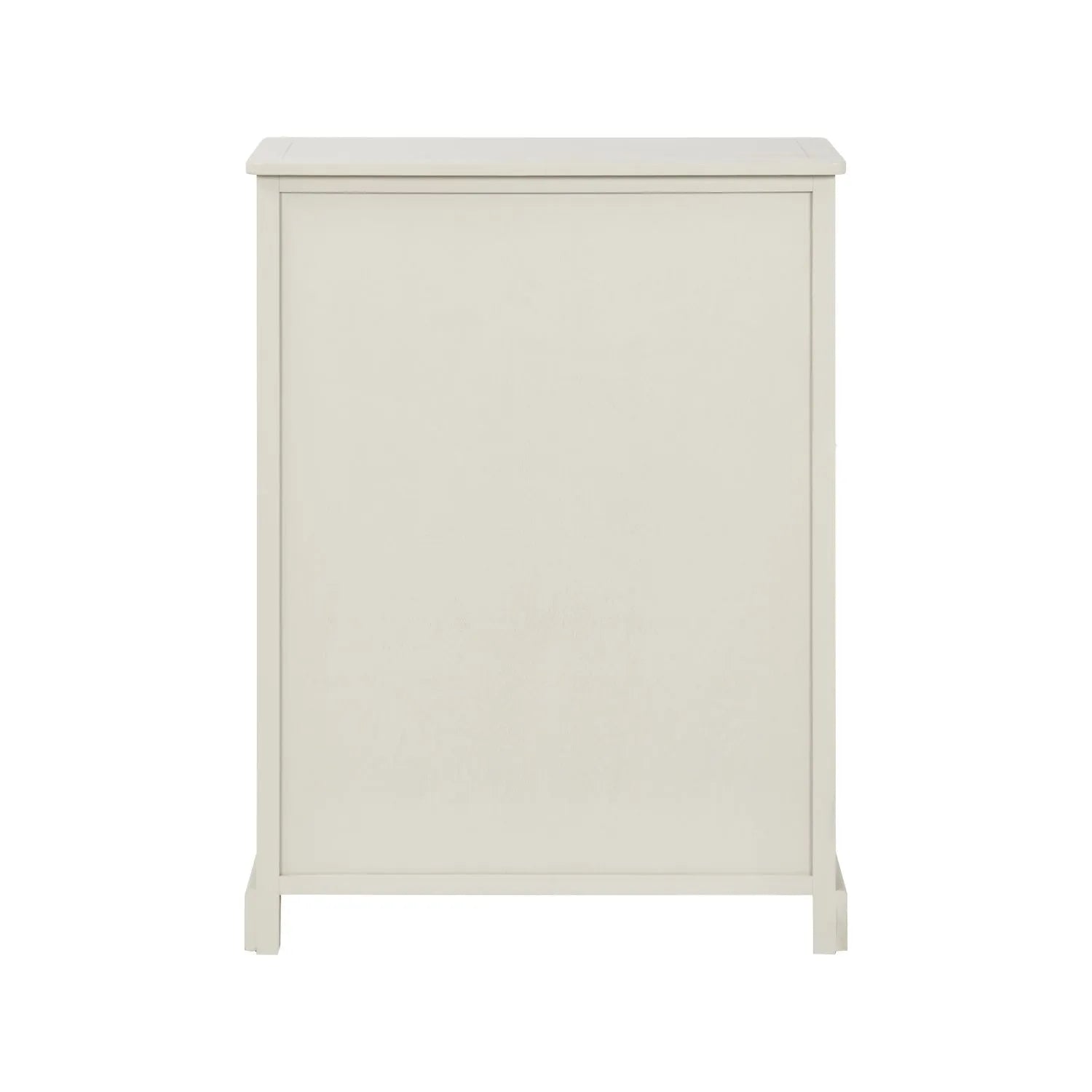Warm Ivory Pine Wood 2 Drawer Shoe Storage Unit with Silver Cup Handles back view 106x80x28cm | Click Style