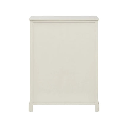Warm Ivory Pine Wood 2 Drawer Shoe Storage Unit with Silver Cup Handles back view 106x80x28cm | Click Style