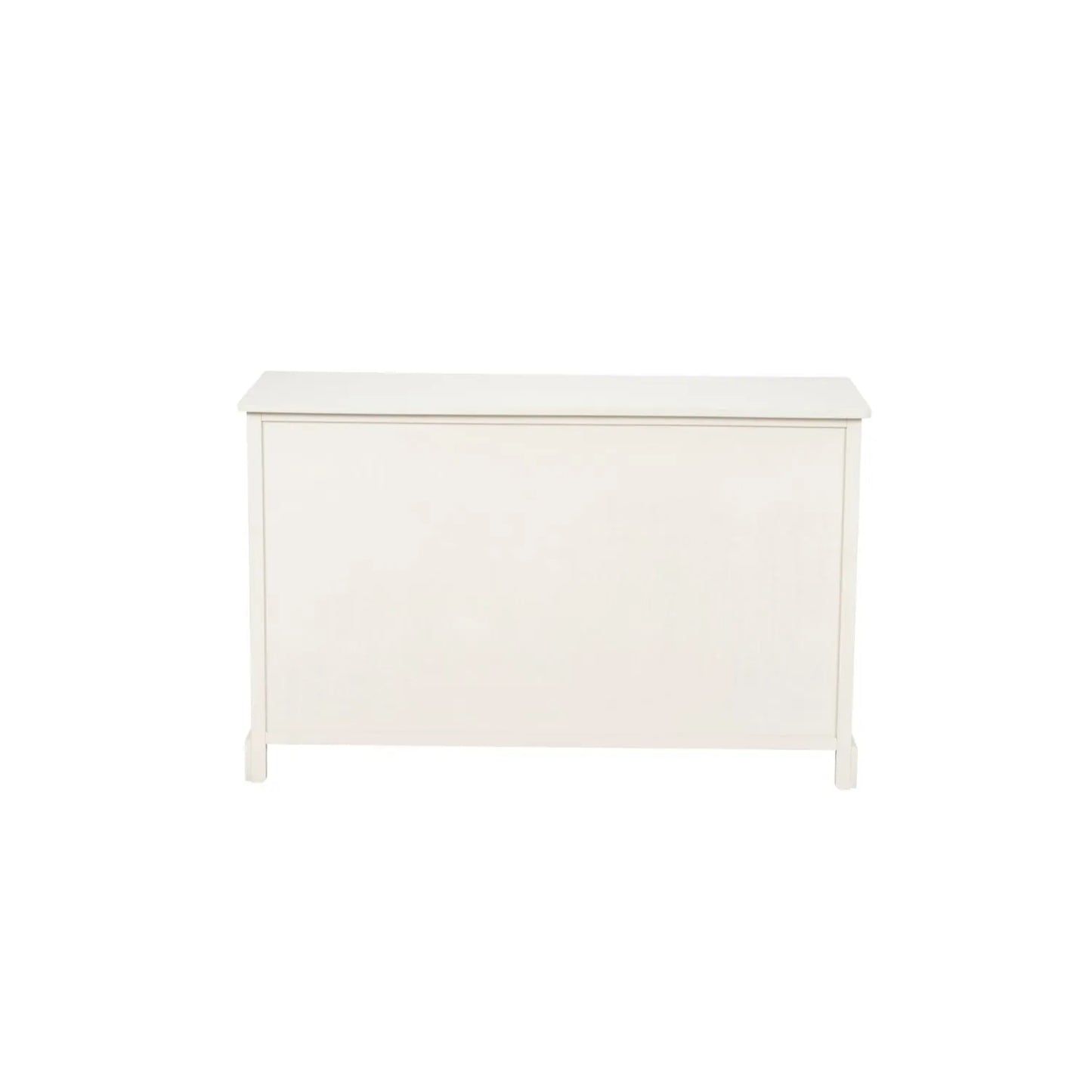 Warm Ivory Pine Wood 3 Door 3 Drawer Sideboard with Silver Cup Handles back view 75x120x35cm | Click Style