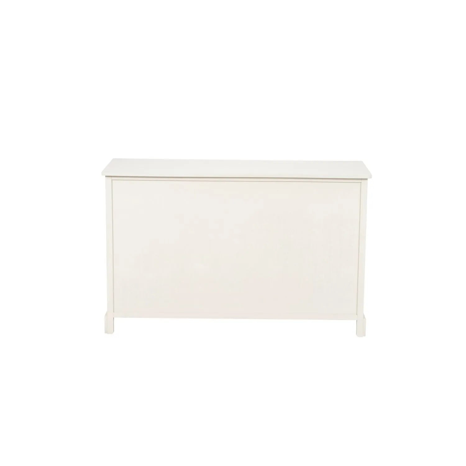 Warm Ivory Pine Wood 3 Door 3 Drawer Sideboard with Silver Cup Handles back view 75x120x35cm | Click Style