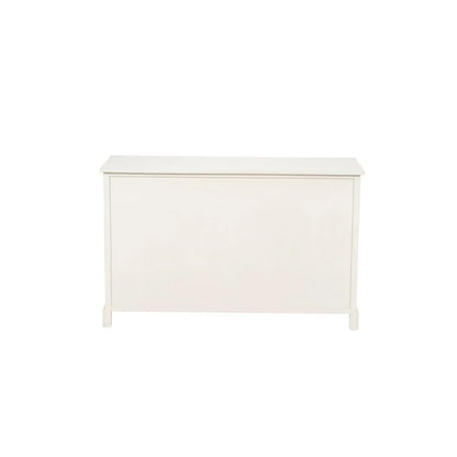 Warm Ivory Pine Wood 3 Door 3 Drawer Sideboard with Silver Cup Handles back view 75x120x35cm | Click Style