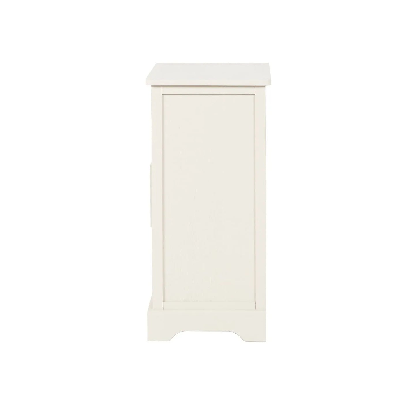 Warm Ivory Pine Wood 3 Drawer Chest of Drawers with Polished Silver Cup Handles side view facing left 70x41x33cm | Click Style