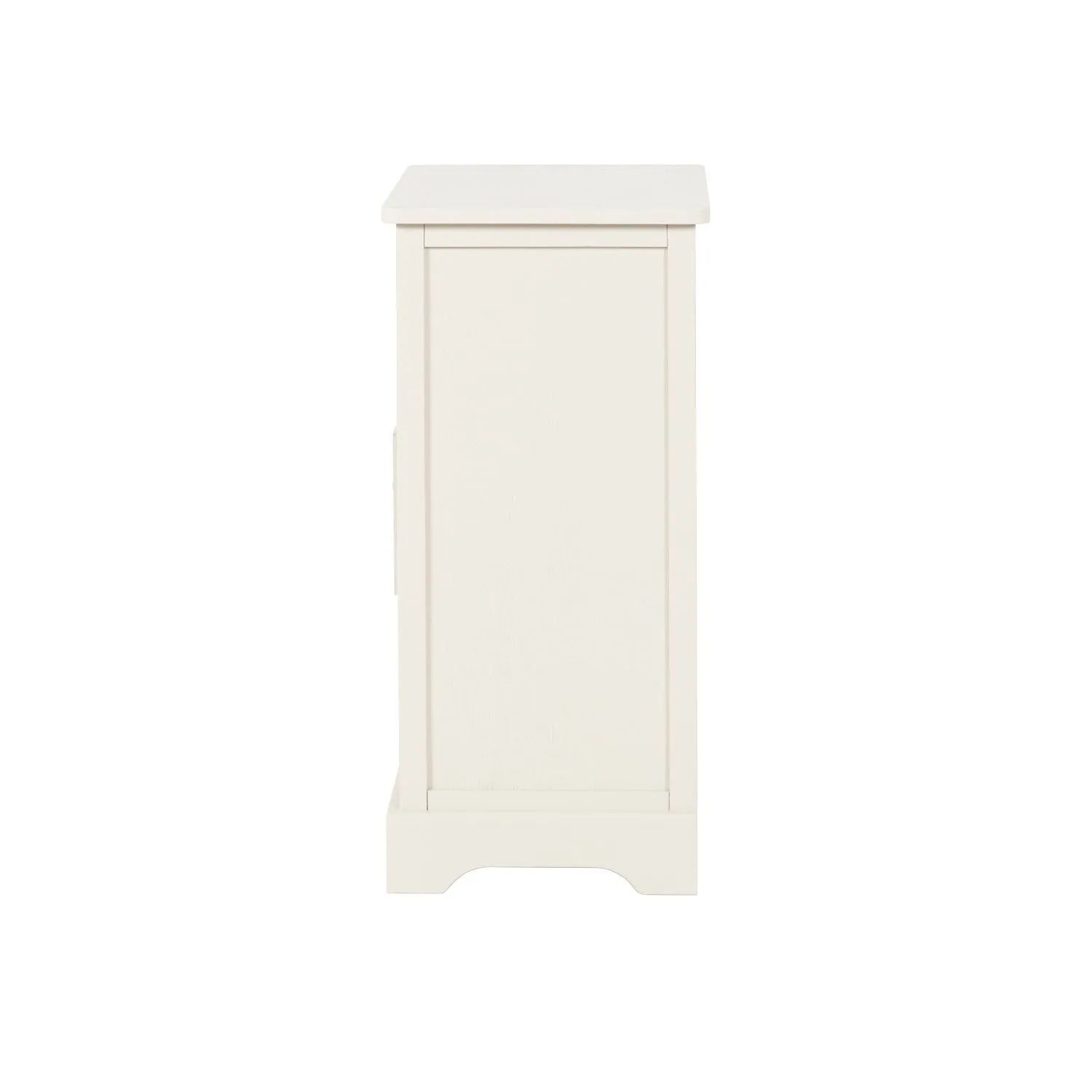 Warm Ivory Pine Wood 3 Drawer Chest of Drawers with Polished Silver Cup Handles side view facing left 70x41x33cm | Click Style