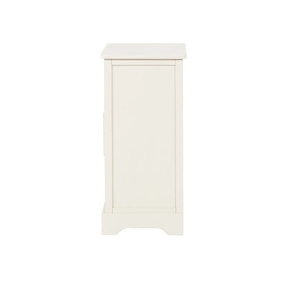 Warm Ivory Pine Wood 3 Drawer Chest of Drawers with Polished Silver Cup Handles side view facing left 70x41x33cm | Click Style