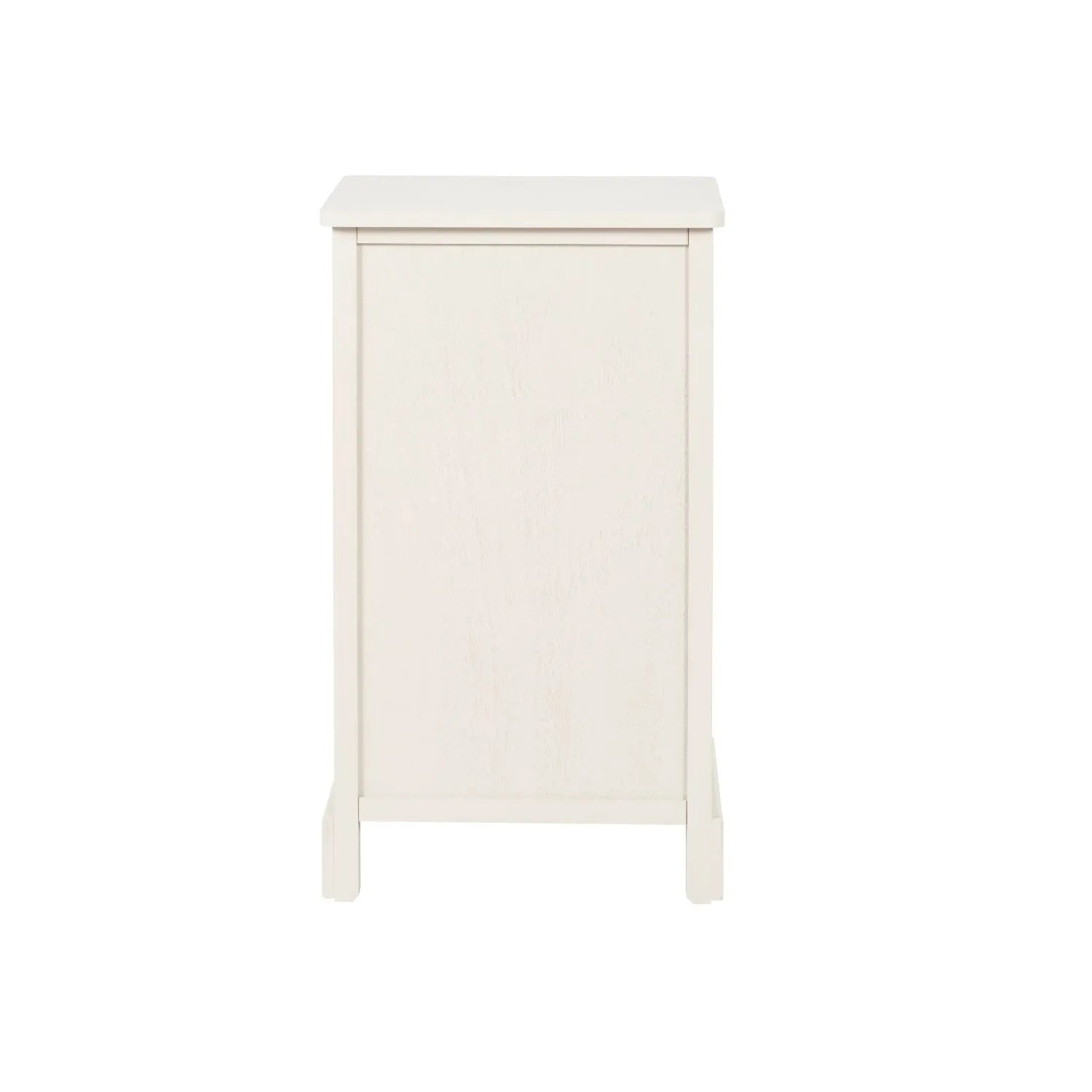 Warm Ivory Pine Wood 3 Drawer Chest of Drawers with Polished Silver Cup Handles back view 70x41x33cm | Click Style