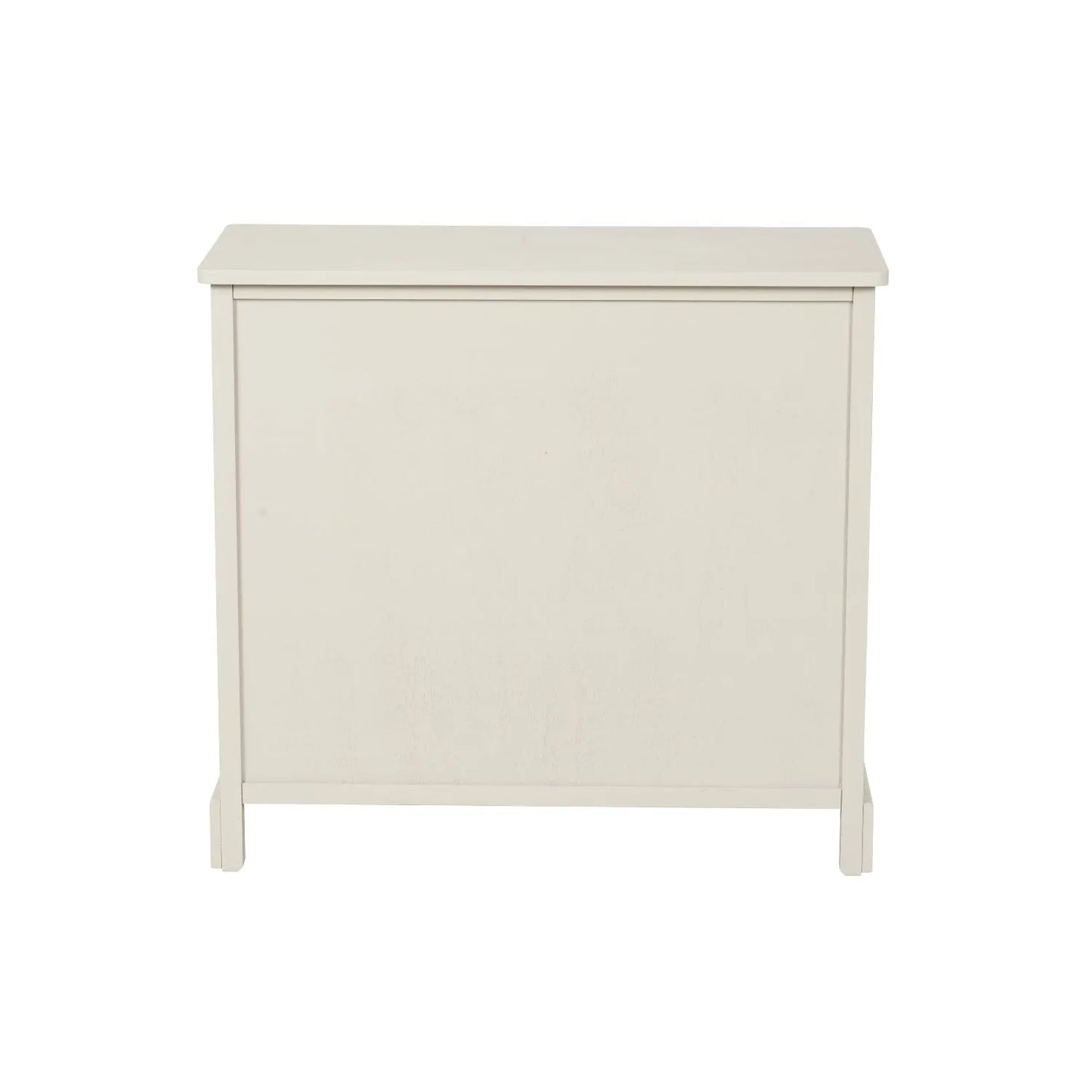 Warm Ivory Pine Wood 6 Drawer Chest of Drawers with Polished Silver Cup Handles back view 70x76x33cm | Click Style