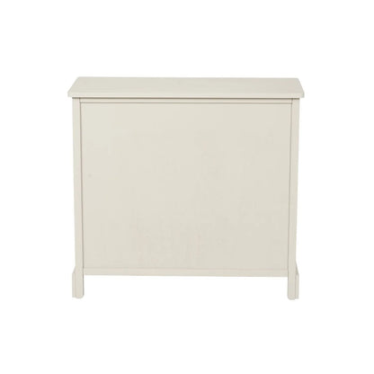 Warm Ivory Pine Wood 6 Drawer Chest of Drawers with Polished Silver Cup Handles back view 70x76x33cm | Click Style