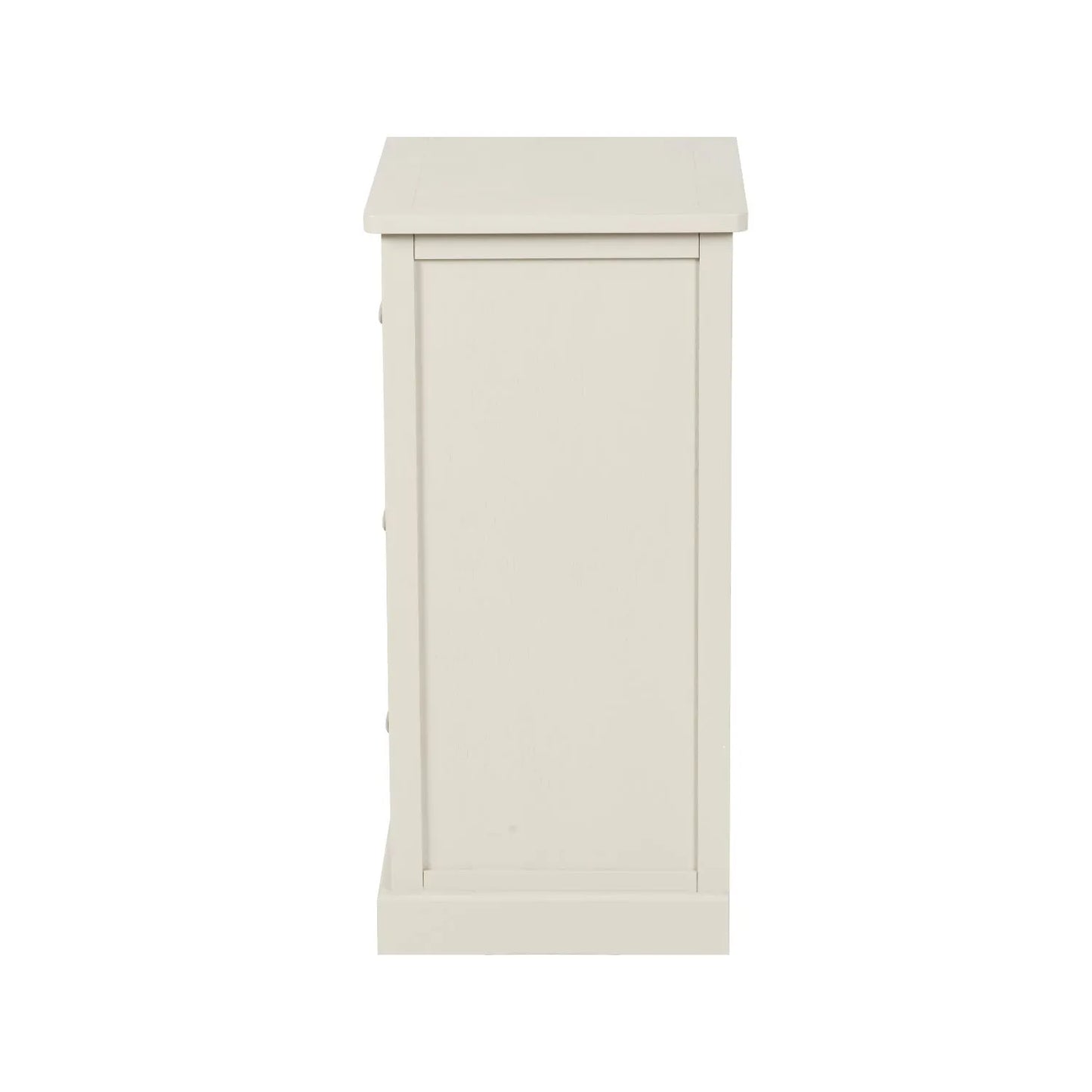Warm Ivory Pine Wood 6 Drawer Chest of Drawers with Polished Silver Cup Handles side view facing left 70x76x33cm | Click Style