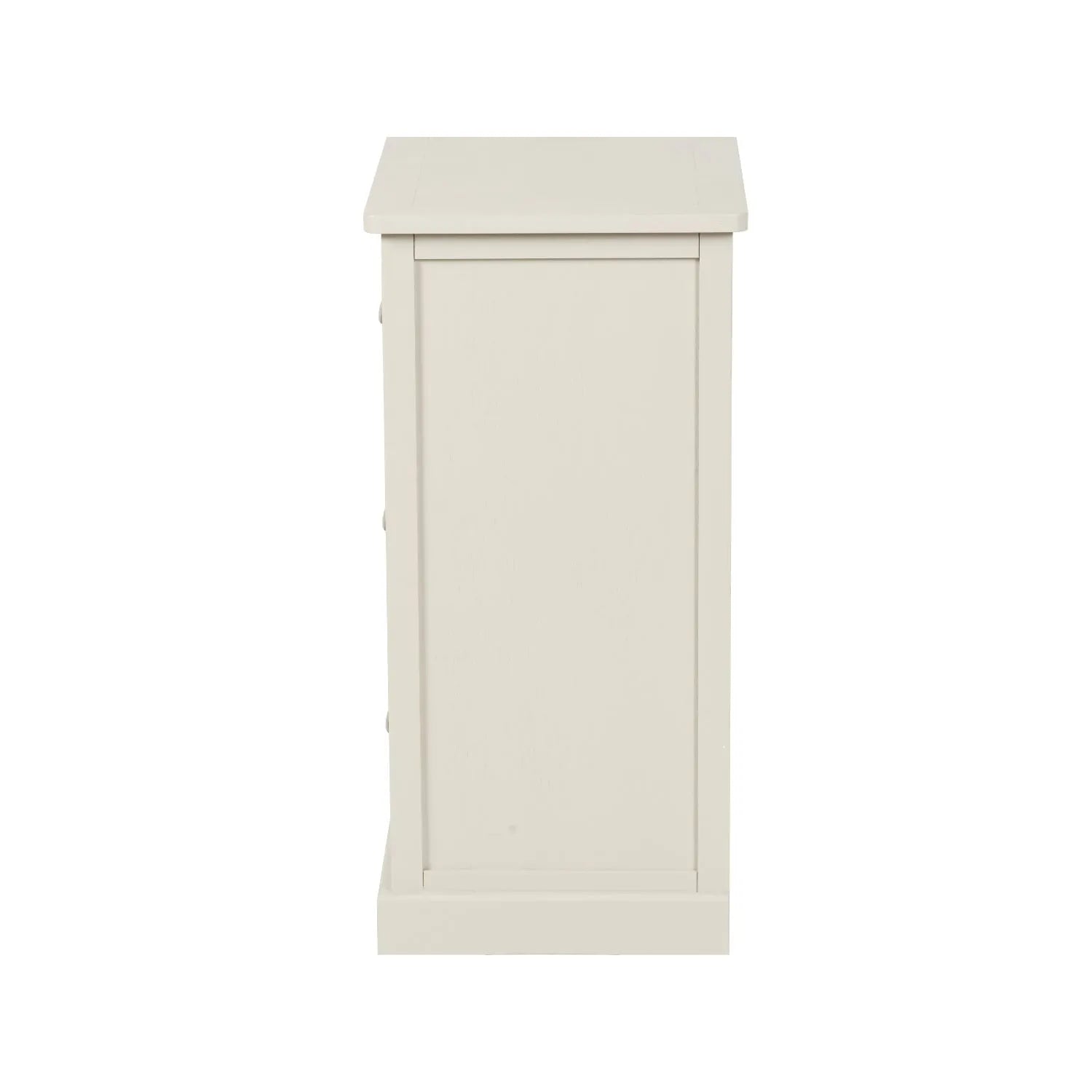 Warm Ivory Pine Wood 6 Drawer Chest of Drawers with Polished Silver Cup Handles side view facing left 70x76x33cm | Click Style