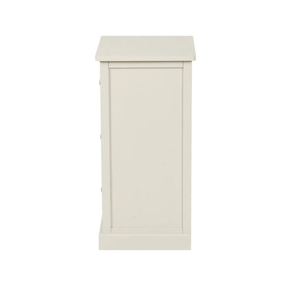 Warm Ivory Pine Wood 6 Drawer Chest of Drawers with Polished Silver Cup Handles side view facing left 70x76x33cm | Click Style