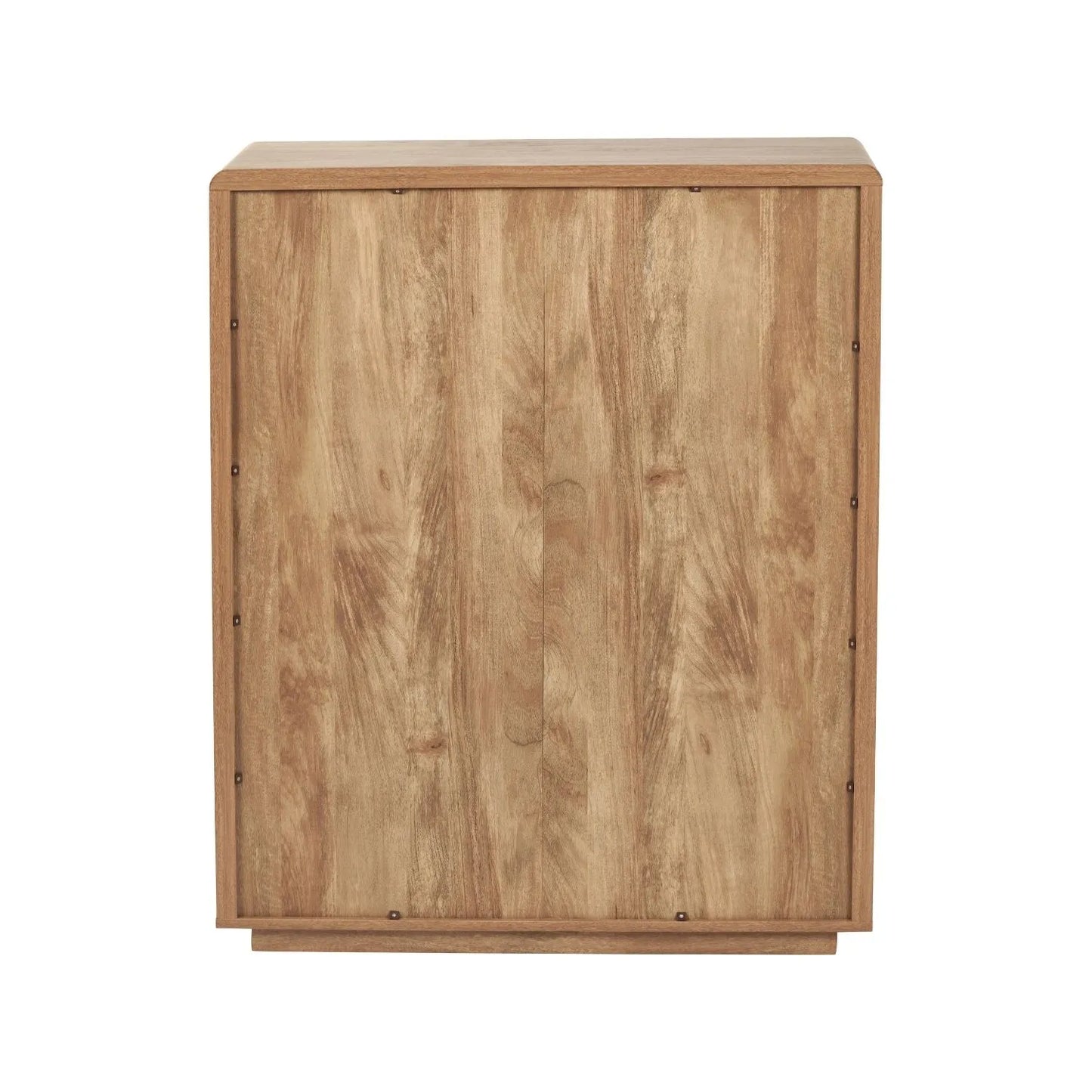 Warm Natural Oak Effect Handleless 5 Drawer Tallboy 116x95x39cm back view | Click Style