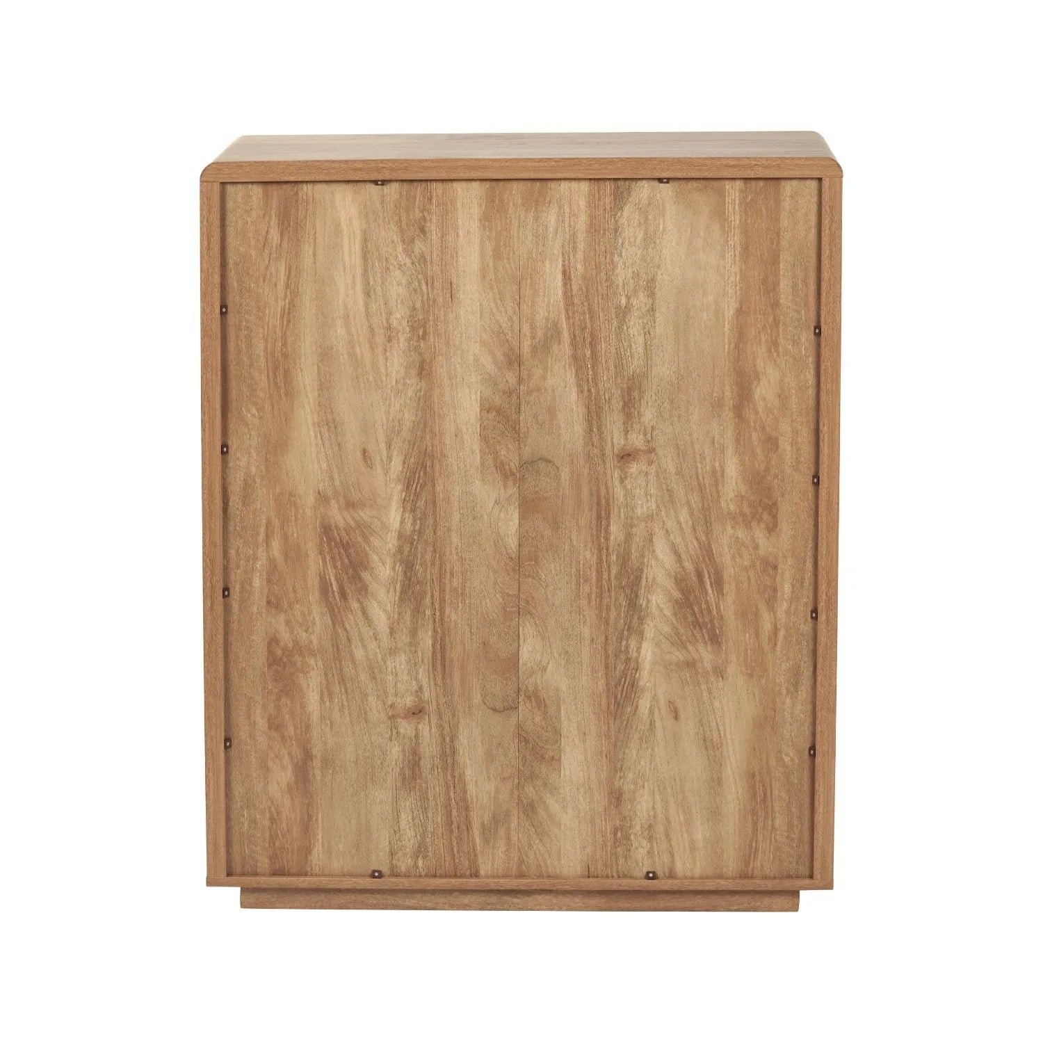 Warm Natural Oak Effect Handleless 5 Drawer Tallboy 116x95x39cm back view | Click Style